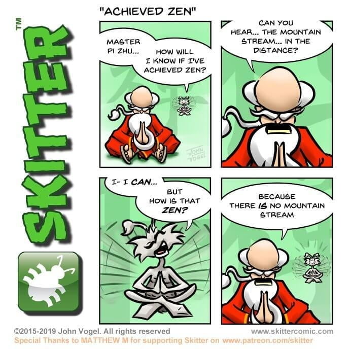 Skitter Comic | Achieved Zen #396 | Spinwhiz Comics